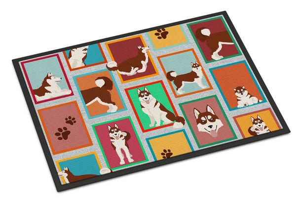 Lots Of Red Siberian Husky Doormat Front Door Mat Indoor Outdoor Rugs For Entryway, Non Slip Washable Low Pile, 24H X 36W_maomaolike.com