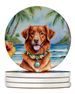 Nova Scotia Duck Tolling Retriever Luau Large Sandstone Coasters Pack Of 4 Absorbent Round Coasters Decor Gifts For Men Or Women, 4 In, Multicolor_maomaolike.com
