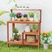 Outdoor Garden Potting Wood Planting Workstation With Open Shelves_maomaolike.com
