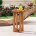 14 Inch Farmhouse End Table With Round Tray Top And Wood Cross Legs Solid Mahogany Wood_maomaolike.com