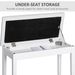 Piano Bench, Duet Piano Chair With Leather Padded Cushion And Wooden Frame, Button Tufted Keyboard Bench, White_maomaolike.com