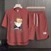 Men's Clothing 2024 Waffle Casual Summer Suit Men's Loose Teen Short sleeved T shirt Shorts Handsome Two piece Suit_maomaolike.com