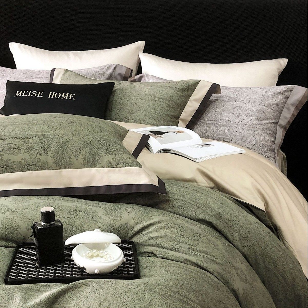 SetMicrofiber Cover High-end American Retro-style 100s Long-staple Cotton Four-piece Set, Pure Cotton, Digital Print,_maomaolike.com