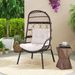 Patio Wicker Egg Chair Outdoor Rattan Lounge Basket With Seat And Back Cushions Support Up To 400 Lbs For Backyard, Poolside, Indoor Places And So On_maomaolike.com