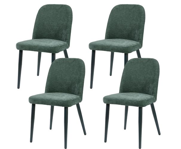 Dark Green Fabric Identities Chair With Metal Legs, Armless Chair Set Of 4 For Kitchen, Restaurant, Living, Meeting Room_maomaolike.com