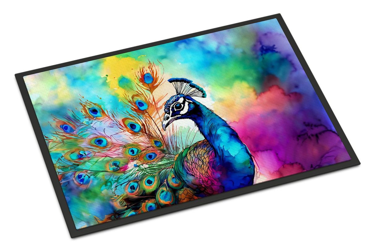 Hippie Animal Peacock Doormat Front Door Mat Indoor Outdoor Rugs For Entryway, Non Slip Washable Low Pile, 24H X 36W_maomaolike.com