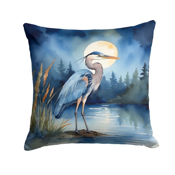 Blue Heron Under The Moonlight Throw Pillow Machine Washable, Indoor Outdoor Decorative Pillow For Couch, Bed Or Patio, 18Hx18W_maomaolike.com