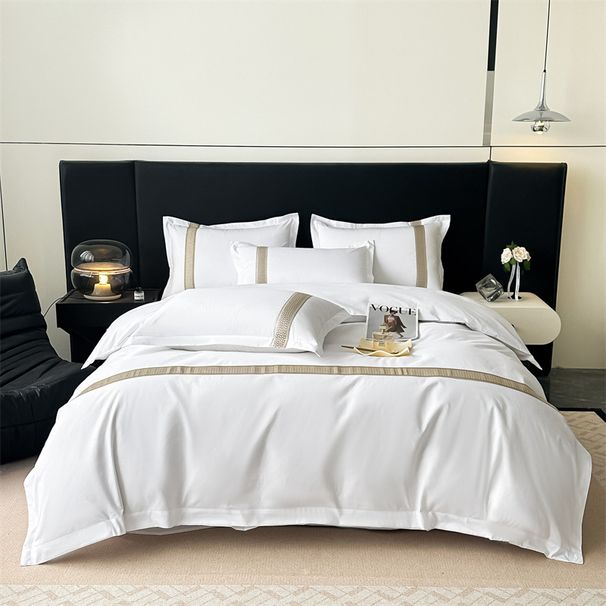 Embroidered Linen Hotel Four-Piece Set Cross-Border Foreign Trade Export Top-sale_maomaolike.com