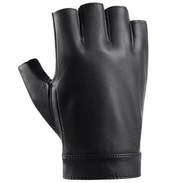 Men's Gloves Half Finger Pu Solid Color Men's Motorcycle Motorcycle Street Dance Performance Nightclub Outdoor Gloves_maomaolike.com