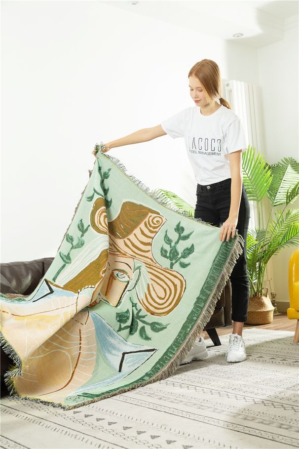 Original Picasso Girl Painting Matisse White Collar Ladies Tapestry Decorative Leisure Cover Sofa Blanket_maomaolike.com