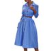 Women's Clothing Fashion Style Long Sleeve Striped Shirt Set Skirt Two Piece Set_maomaolike.com