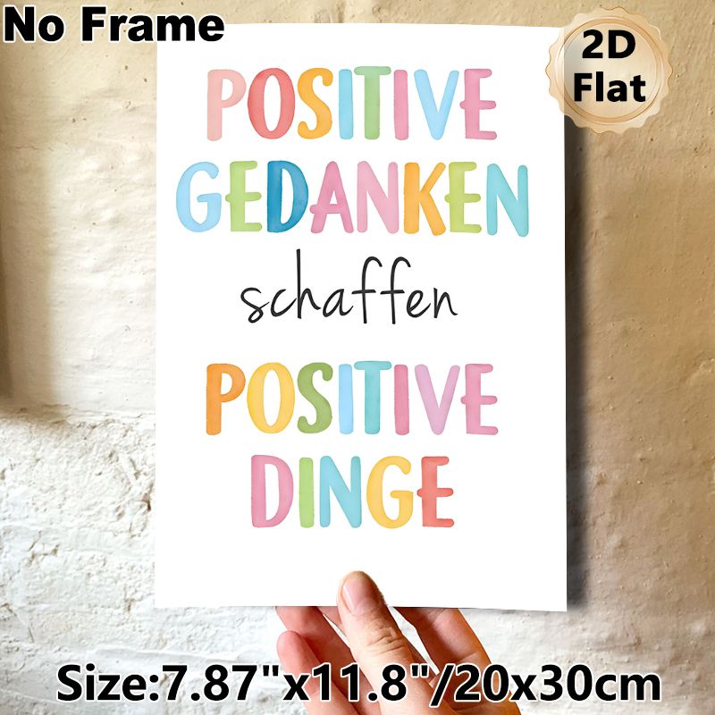 Positive Thoughts Affirmation Painting Poster, Pastel Watercolor Colorful Typographic Poster, Uplifting Inspirational Decor For Home Office, Living_maomaolike.com