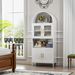 73 In Tall Metal Arched Cabinet, Kitchen Pantry Cabinet With Glass Door, Modern Farmhouse Arched Bookcase With 2 Adjustable Shelves For Living Room, White, Assembly Required_maomaolike.com