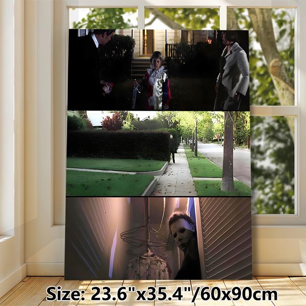 Horror Halloween Michael Myers Painting Poster, Dark Eerie Movie Scene Collage Poster, Spooky Atmospheric Decor Suitable For Home, Halloween Party_maomaolike.com