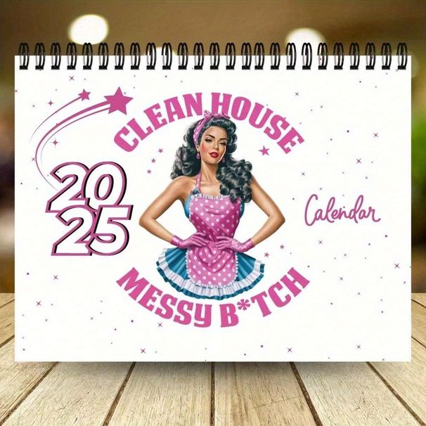 2025 Hardworking & Cute Homemaker 12-Month Spiral Calendar, Wall Hanging Calendar Gift For Wife_maomaolike.com