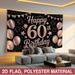 Rose Golden 60th Birthday Party Banner - 2D Flat Polyester Backdrop, Wall Hanging Photo Props, Party Decor_maomaolike.com