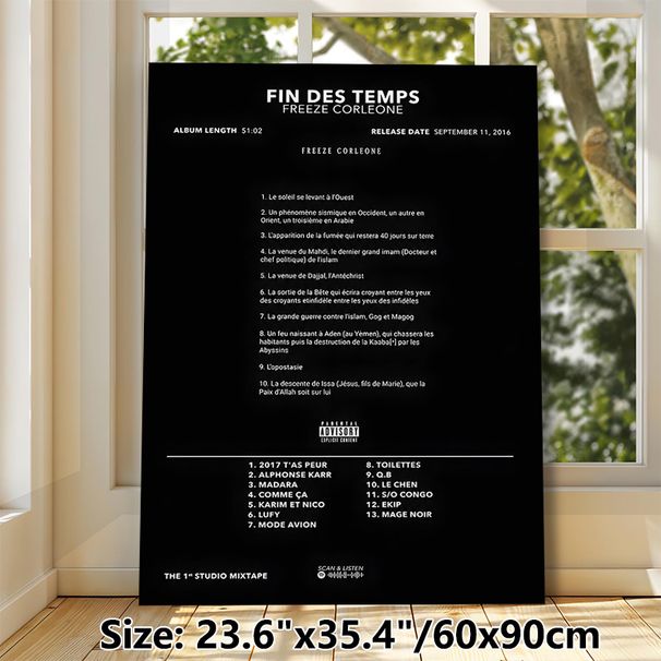 Fin Des Temps Album Tracklist Painting Poster, Sleek Monochrome Typographic Poster, Displays Complete Album Details, Ideal For Music Rooms And Home_maomaolike.com