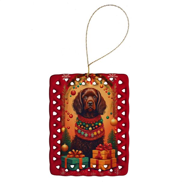 Boykin Spaniel Holiday Christmas Porcelain Ornament Christmas Tree Hanging Decorations For Home Christmas Holiday, Rectangle, Gift, Multicolor_maomaolike.com
