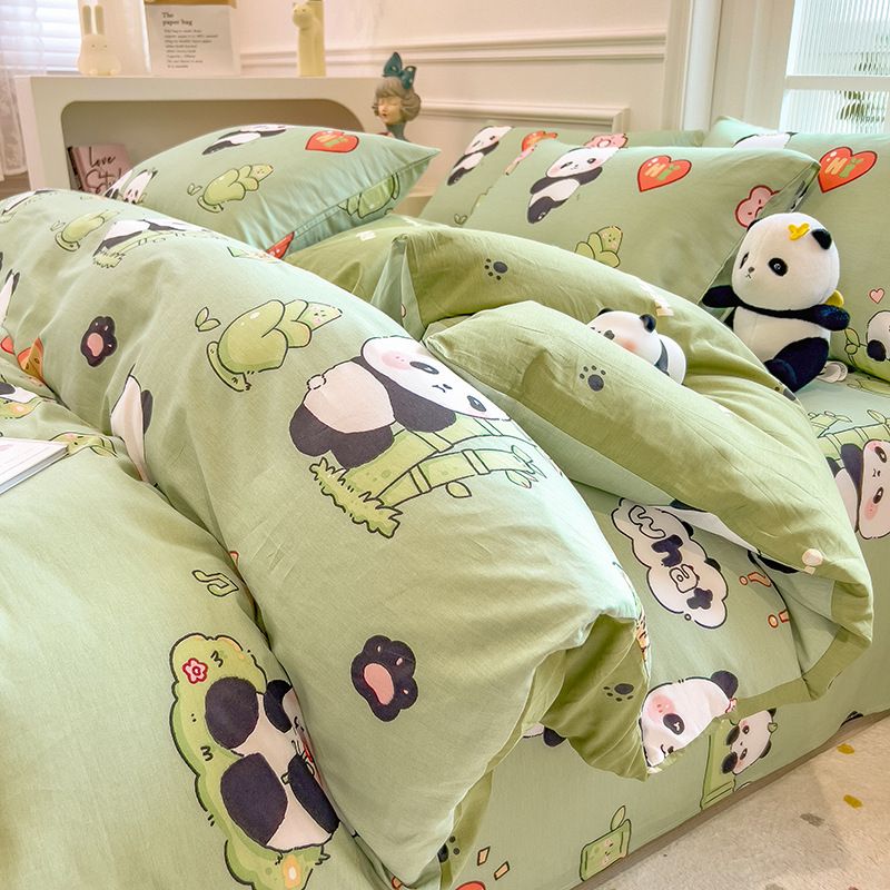 New Cotton Printed Airbrush Four-Piece Thickened Brushed Three-Piece Set Student Dormitory Spring And Autumn Bed Sheet Duvet Cover_maomaolike.com