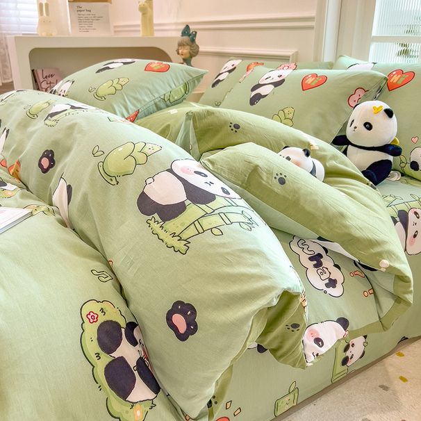 New Cotton Printed Airbrush Four-Piece Thickened Brushed Three-Piece Set Student Dormitory Spring And Autumn Bed Sheet Duvet Cover_maomaolike.com