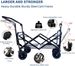 Collapsible Wagon Heavy Duty Folding Wagon Cart With Removable Canopy, 4" Wide Large All Terrain Wheels, Brake, Adjustable Handles,Cooler Bag Utility Carts For Outdoor Garden Beach_maomaolike.com