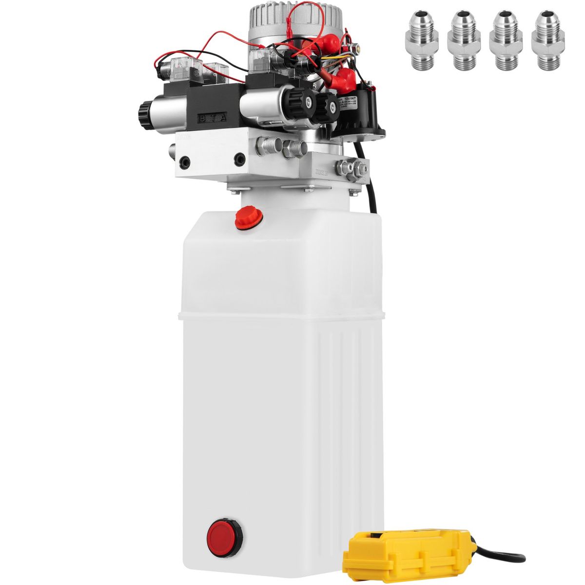 Hydraulic Pump, 8 Quart/2 Gal Double Acting Dump Trailer Pump DC 12V, 3200 PSI Max Relief Pressure, Electric Hydraulic Power Unit For Dump Trailer Car Lifting (with 4pcs SAE #6 Connectors)_maomaolike.com