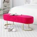 Bench Bedroom Bench ,Velvet Oval Upholstered End Of Bed Bench With Golden Metal Legs ,48" Modern Storage Ottoman Bench For BedroomLiving Room, Entryway Window ,Fuchsia_maomaolike.com