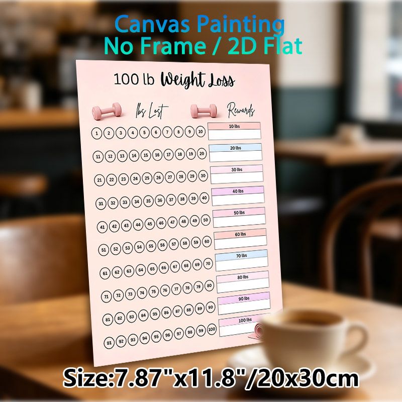 100lb Weight Loss Tracker Painting Poster, Soft-toned Pastel Weight Loss Tracking Chart Poster, Practical Tool To Record Weight Loss Progress And Set_maomaolike.com