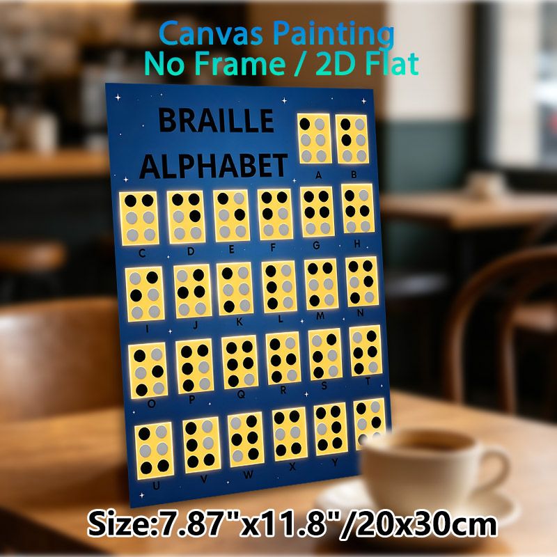 Braille Alphabet Painting Poster, Bright Illuminated Braille Chart Poster, Educational Visual Reference For Learning Braille, Suitable For Study Rooms_maomaolike.com