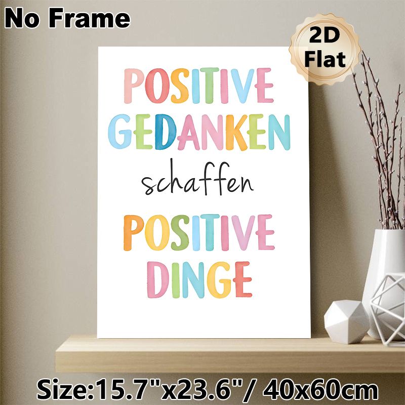 Positive Thoughts Affirmation Painting Poster, Pastel Watercolor Colorful Typographic Poster, Uplifting Inspirational Decor For Home Office, Living_maomaolike.com
