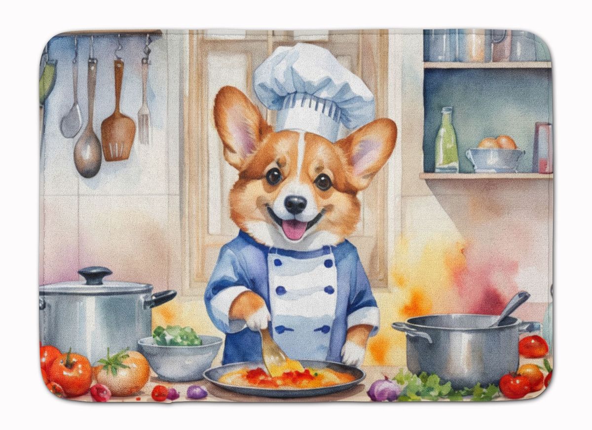 Corgi The Chef Memory Foam Kitchen Mat Machine Washable Anti-Fatigue Mat Cushion Comfort Bath Mat Or Kitchen Rug_maomaolike.com