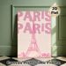 Paris Eiffel Tower Themed Painting Poster, Soft Pink Hand-drawn Style Poster, Gentle Romantic Piece Ideal For Bedroom, Living Room Wall Decor_maomaolike.com