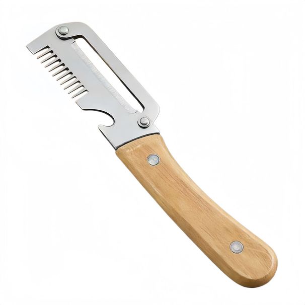 Wood Handle 2-in-1 Stainless Steel Peeler With Wide Blade, Labor Saving Vegetable Peeler Built-in Bottle Opener Kitchen Gadget
_maomaolike.com