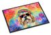 Shih Tzu Hippie Dawg Doormat Front Door Mat Indoor Outdoor Rugs For Entryway, Non Slip Washable Low Pile, 24H X 36W_maomaolike.com