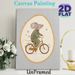 Mouse Riding Bicycle Painting Poster, Warm-toned Cute Cartoon Poster, Whimsical Design Of Mouse In Striped Pajamas On Bicycle With Star Accents_maomaolike.com