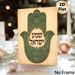 Hamsa Hand Painting Poster, Vintage Intricate Teal & Gold Filigree Poster, Elegant Cultural Decorative Accent Ideal For Living Room, Bedroom And_maomaolike.com
