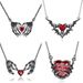 Gothic Punk Bat Wings And Heart-Shaped Resin Pendant Necklace - Dark Fantasy Style Alloy Chain, Halloween Gift For_maomaolike.com