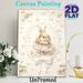 Ballerina Bunny Painting Poster, Delicate Watercolor Style Poster, Soft Elegant Bunny In Pastel Lace Dress With Floral Details, Ideal For Bedroom And_maomaolike.com