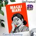 "MAGAJ MARI" Typographic Figure Painting Poster, Vibrant Retro Comic Style Poster, Bold Orange Background With Monochrome Weary Figure, Eye-catching_maomaolike.com