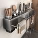 Jibaiju Gun Gray Storage Rack No-Drill Kitchen Household Multi-Functional Knife And Chopstick Organizer_maomaolike.com