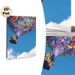 Flying House With Colorful Balloons Painting Poster, Vibrant Whimsical Animated Scene Poster, Uplifting Eye-catching Decor For Living Room, Bedroom_maomaolike.com