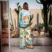 Women's Clothing fashion personality printed linen color matching holiday leisure tether suit_maomaolike.com