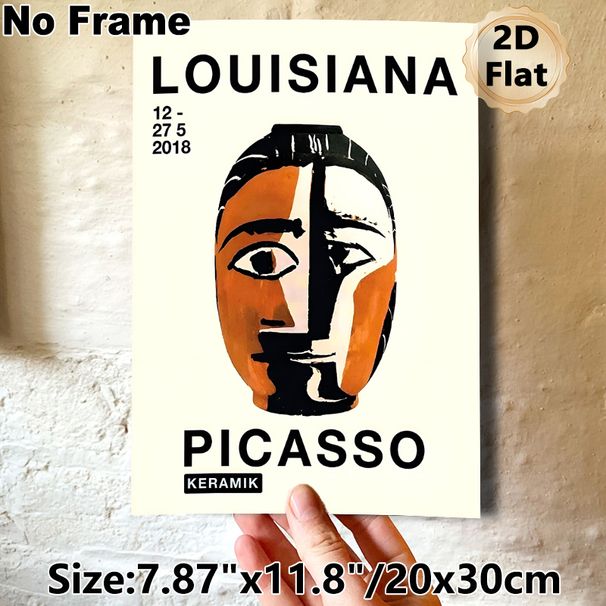 Picasso Abstract Cubist Face Painting Poster, Bold Color-blocked Art Exhibition Poster, Stylish Modern Art Decor Ideal For Living Room, Studio Wall_maomaolike.com