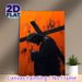 Jesus Carrying Cross Painting Poster, Dramatic Dark Silhouette With Vibrant Textured Orange Backdrop Poster, Meaningful Religious Spiritual Decor_maomaolike.com