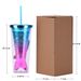 2024 new double layer plastic cup creative gradient mermaid tail straw cup value electroplating color sequin water cup_maomaolike.com