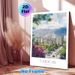 Caracas Cityscape Painting Poster, Soft Watercolor Urban Scene Poster, Features Lush Blooms, City Buildings And Mountain Backdrop, Brings Tranquil_maomaolike.com