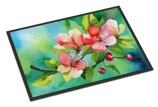 Arkansas Blossom In Watercolor Doormat Front Door Mat Indoor Outdoor Rugs For Entryway, Non Slip Washable Low Pile, 24H X 36W_maomaolike.com
