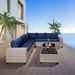 7-Piece Outdoor Patio Furniture Sets, All-Weather Wicker Rattan Sectional Sofa, Modern Two Glass Coffee Table And Washable Seat Cushion(Grey White-Blue)_maomaolike.com