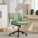 Cross Legged Chair With Flip-Up Armrests Leather, Cross Legged Office Chair On Wheels, Comfy Swivel Chair With Wide Seat For Home Office, Vanity, Ergonomic Desk Chair Adjustable, Green_maomaolike.com