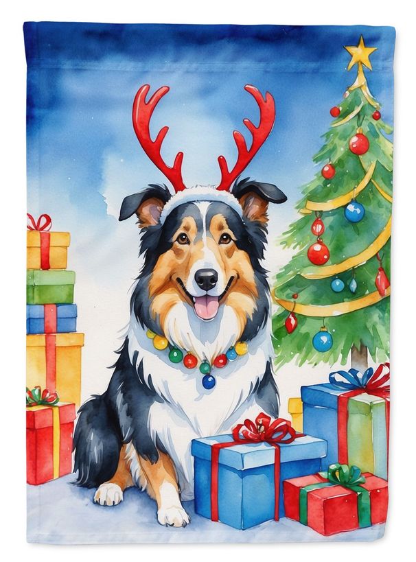 Collie Christmas Reindeer Garden Flag Mailbox Flag Decorative Yard Flag Banner Outside Patio Artwork Yard Flower Beds, Garden Size, Multicolor_maomaolike.com